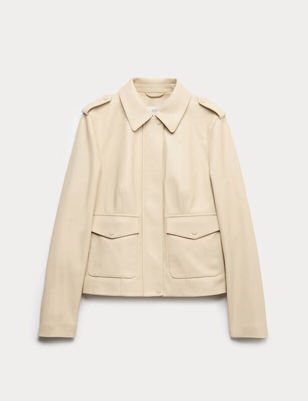 Faux leather Harrington jacket, M&amp;S, €67.