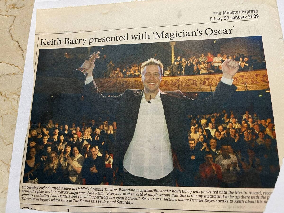 Keith Barry with his Merlin Award in 2009.