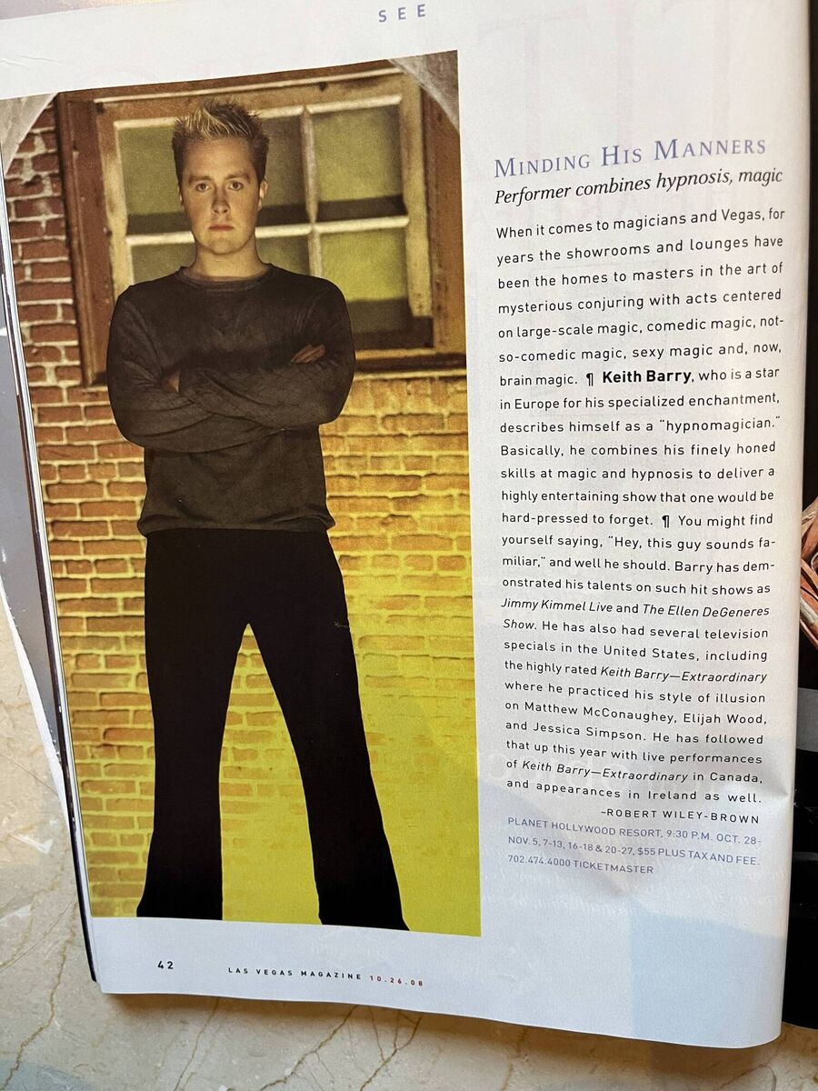 Keith Barry in Las Vegas magazine in 2008.