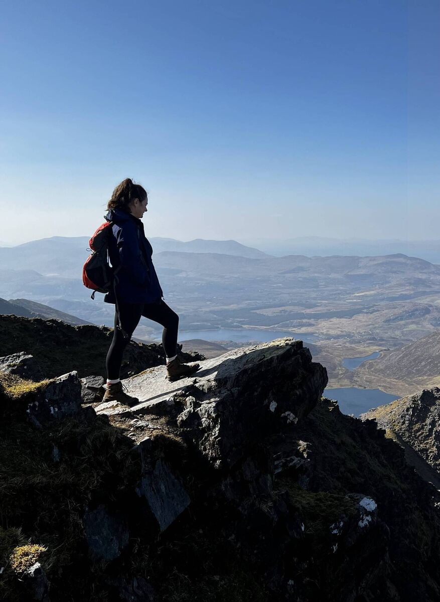 Breda Graham at the summit of Carrauntoohil, Ireland's highest peak. 