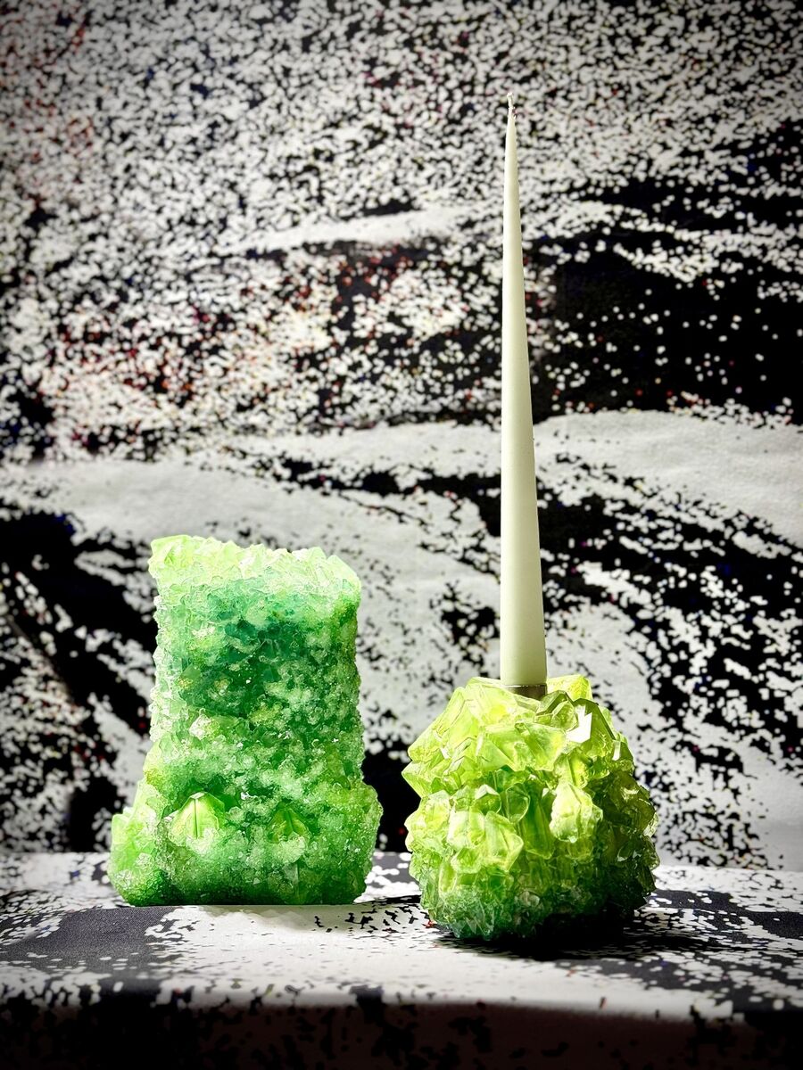 Gemstone vases and candlesticks from Mineral Series.