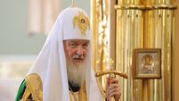 Russia baptism anniversary Divine Lutirgy. Patriarch Kirill in festive uniform