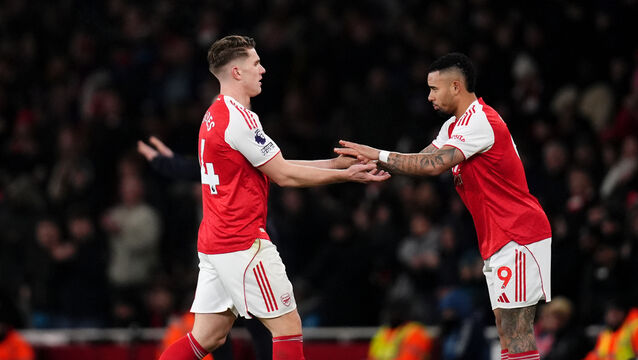 <p>Viktor Gyokeres, left, has been backed by Gabriel Jesus to find form (John Walton/PA)</p>