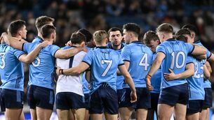 <p>Dublin players will not consent to being interviewed in front of Allianz signage. Pic: Daire Brennan/Sportsfile</p>