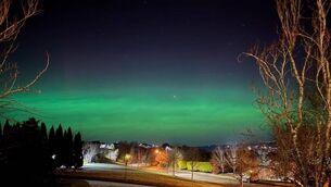 <p>The aurora borealis or northern lights photographed by a resident in Glanmire, East Cork, on Monday. Picture: Michael Crowley </p>