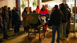 <p>An injured person is transported to the makeshift hospital in the sports center in Adamuz, near Córdoba, southern Spain. Picture: Francisco J. Olmo/Europa Press via AP.</p>