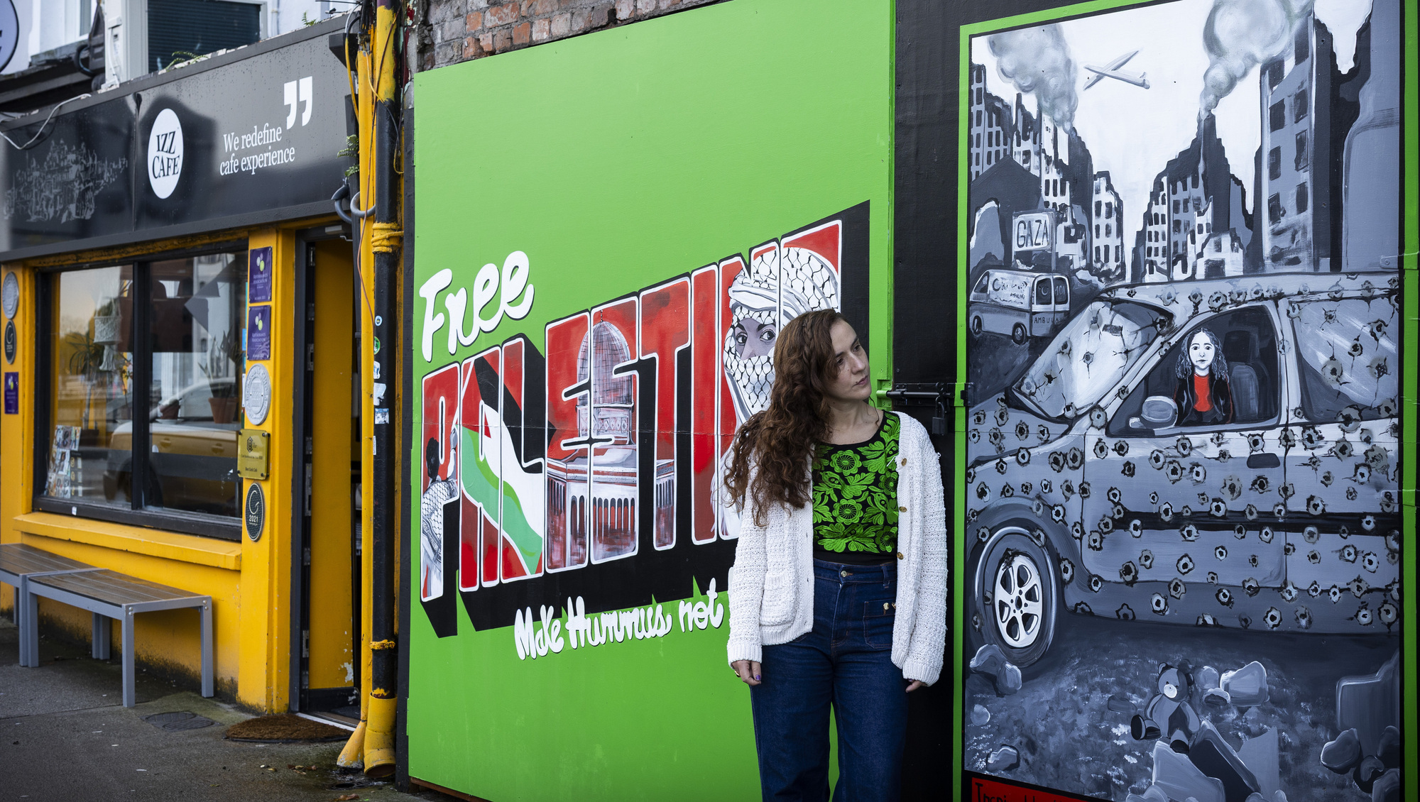 A mural tribute to Hind Rajab, at Izz Cafe in Cork by mural artist Blanca Cabrera Rice, pictured