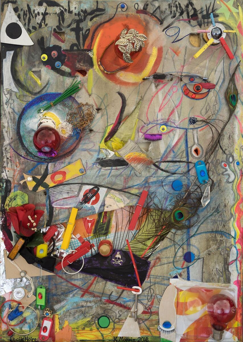 An artwork by Kenny Morris: Etoile Noire, mixed media on canvas.