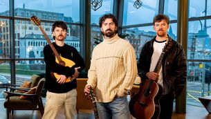 <p>Ross Mc Nerney, Robbie Cunningham, &amp; Oisin McCaffrey, Amble, pictured before their show at Cork Opera House in November 2024. Picture: Michael O'Sullivan /OSM PHOTO.</p>