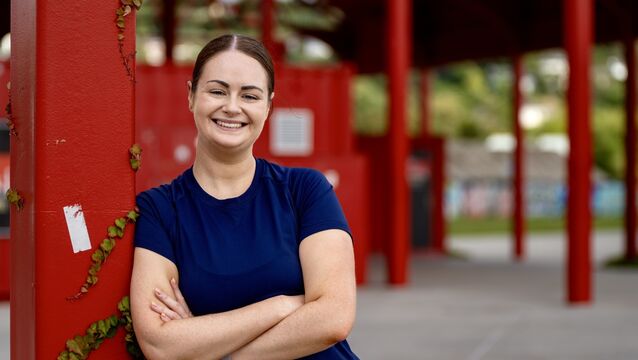 <p>Breda Graham, Irish Examiner lifestyle writer, pictured in the Marina Park as she prepares to give Derval O’Rourke’s exercise routines a try. Picture: Chani Anderson.</p>