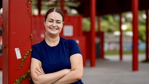 <p>Breda Graham, Irish Examiner lifestyle writer, pictured in the Marina Park as she prepares to give Derval O’Rourke’s exercise routines a try. Picture: Chani Anderson.</p>