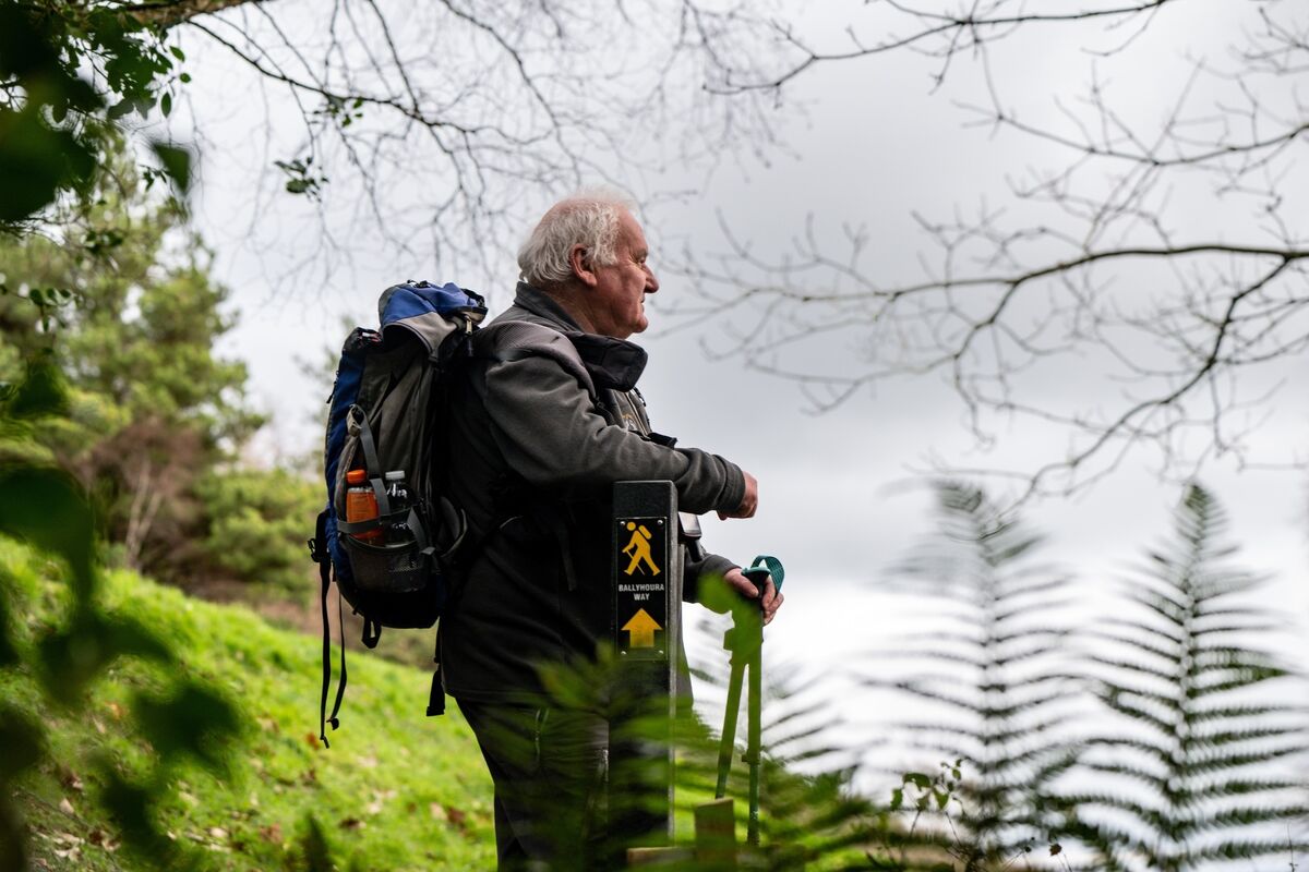 Mike Moroney rests at a signpost along one of the many trails featured as part of the Aherlow Walking Festival, which returns from January 30 to February 1, 2026. Picture Chani Anderson Mike Moroney rests at a signpost along one of the many trails featured as part of the Aherlow Walking Festival, which returns from January 30 to February 1, 2026. Picture Chani Anderson