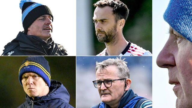 <p>Clockwise from top left: Sligo joint-manager Eamonn O'Hara, Down boss Conor Laverty, Laois manager Justin McNulty, Limerick manager Jimmy Lee and Clare boss Paul Madden. </p>