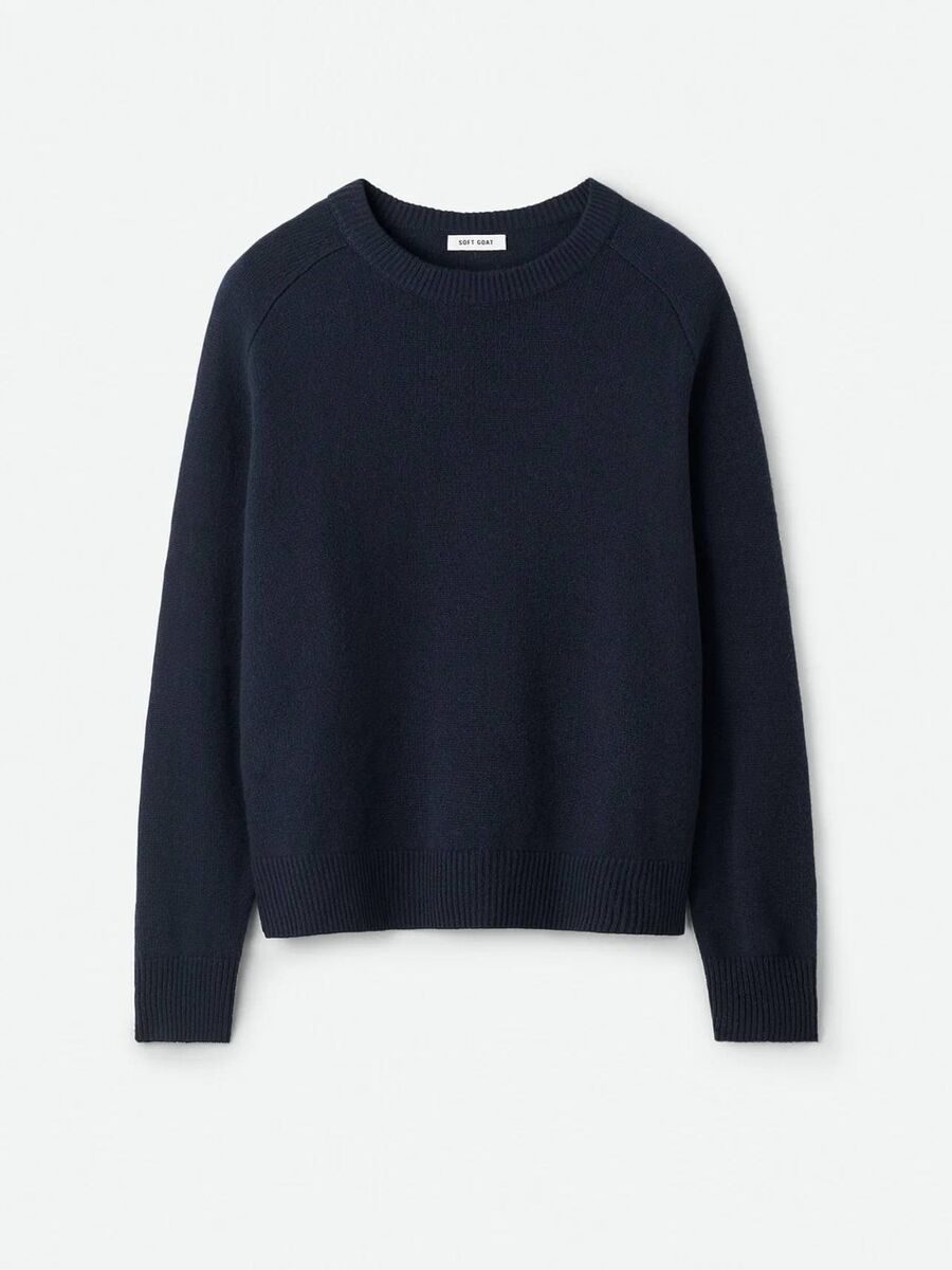 Navy Cashmere Crewneck Jumper, €320, Olori. Navy Cashmere Crewneck Jumper, €320, Olori.