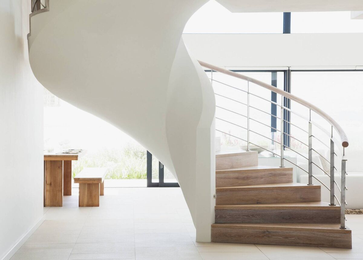 A masterful helical staircase is the architectural star of this home, but it could involve tens of thousands of euros to finish correctly. File picture