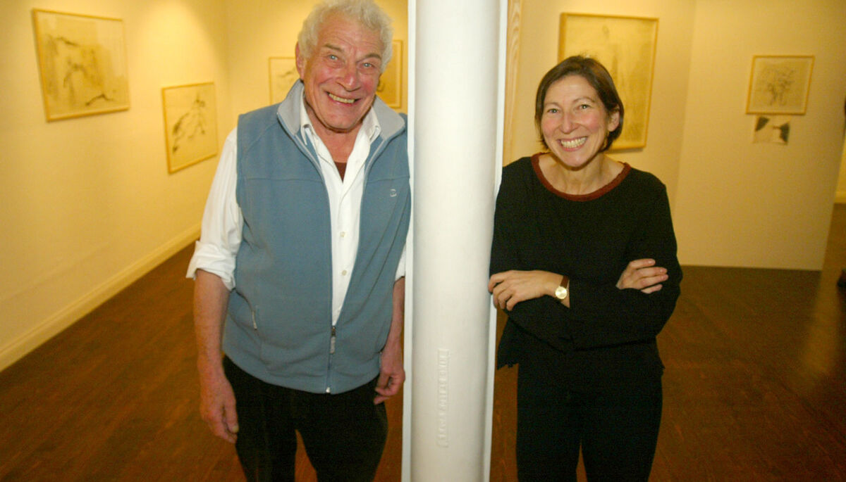 John Berger at the Vanguard Gallery in Cork in 2005, with Spanish artist Marisa Camino. Picture: Cillian Kelly