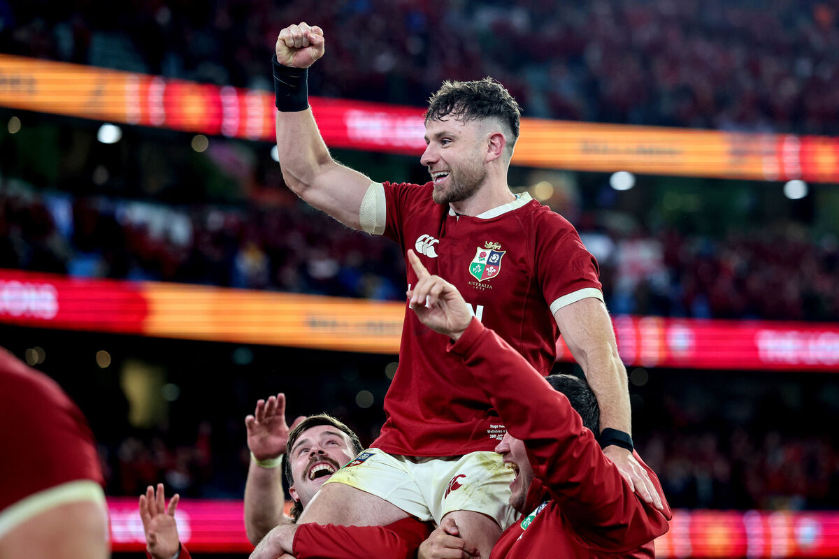 Keenan celebrates a try during the Lions Tour. Pic: James Crombie/Inpho