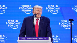 <p>President Donald Trump speaks during the Annual Meeting of the World Economic Forum in Davos, Switzerland, Wednesday, Jan. 21, 2026. (AP Photo/Markus Schreiber)</p>