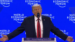 <p>Screen grab taken from the World Economic Forum live feed of US President Donald Trump speaking at the annual meeting in Davos, Switzerland. Picture date: Wednesday January 21, 2026. PA Photo. Photo credit should read: World Economic Forum/PA Wire</p>