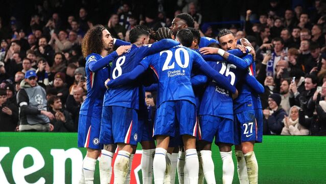 <p>NERVY WIN: Chelsea celebrate Moises Caicedo’s (hidden) winner (Adam Davy/PA)</p>