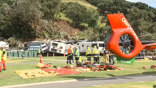 The rubble hit Beachside Holiday Park in the town of Mount Maunganui (TVNZ via AP) The rubble hit Beachside Holiday Park in the town of Mount Maunganui (TVNZ via AP)