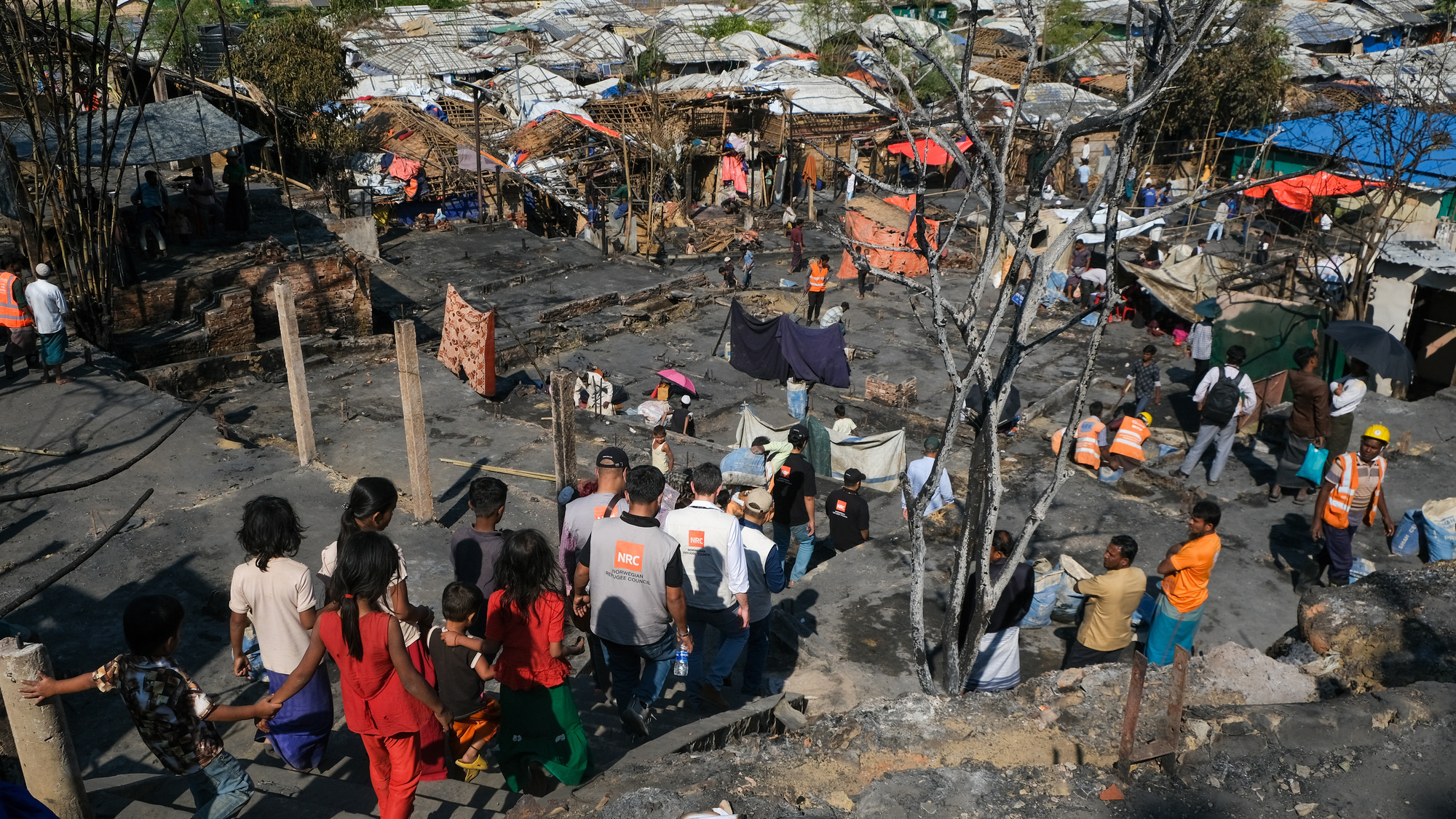 Fire at Cox’s Bazar refugee camp in Bangladesh displaces thousands of Rohingya
