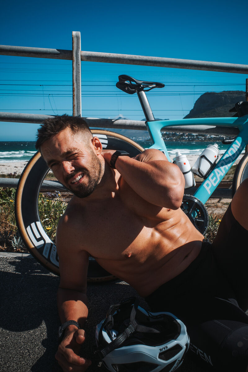 On his 180km bike ride in Cape Town, South Africa for Project Se7en