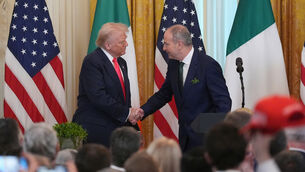 <p>Taoiseach Micheál Martin and US president Donald Trump during the St Patrick's Day reception in the White House last year: Not being part of Nato, Ireland is even more vulnerable than Greenland.</p>