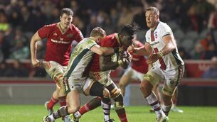 <p>Munster's Seán Edogbo in a friendly with Leicester Tigers last season Pic: ©INPHO/Paul Currie</p>