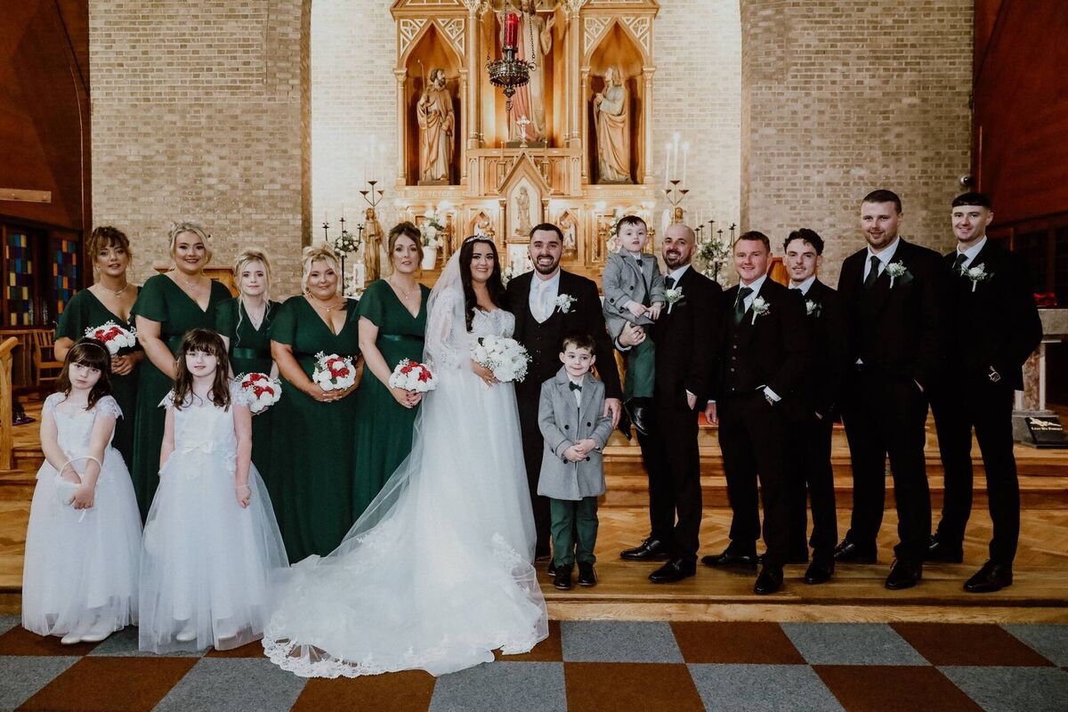 Grace O'Brien and Cian Hurley with their wedding party. Pictures: Ray Terry Photography 