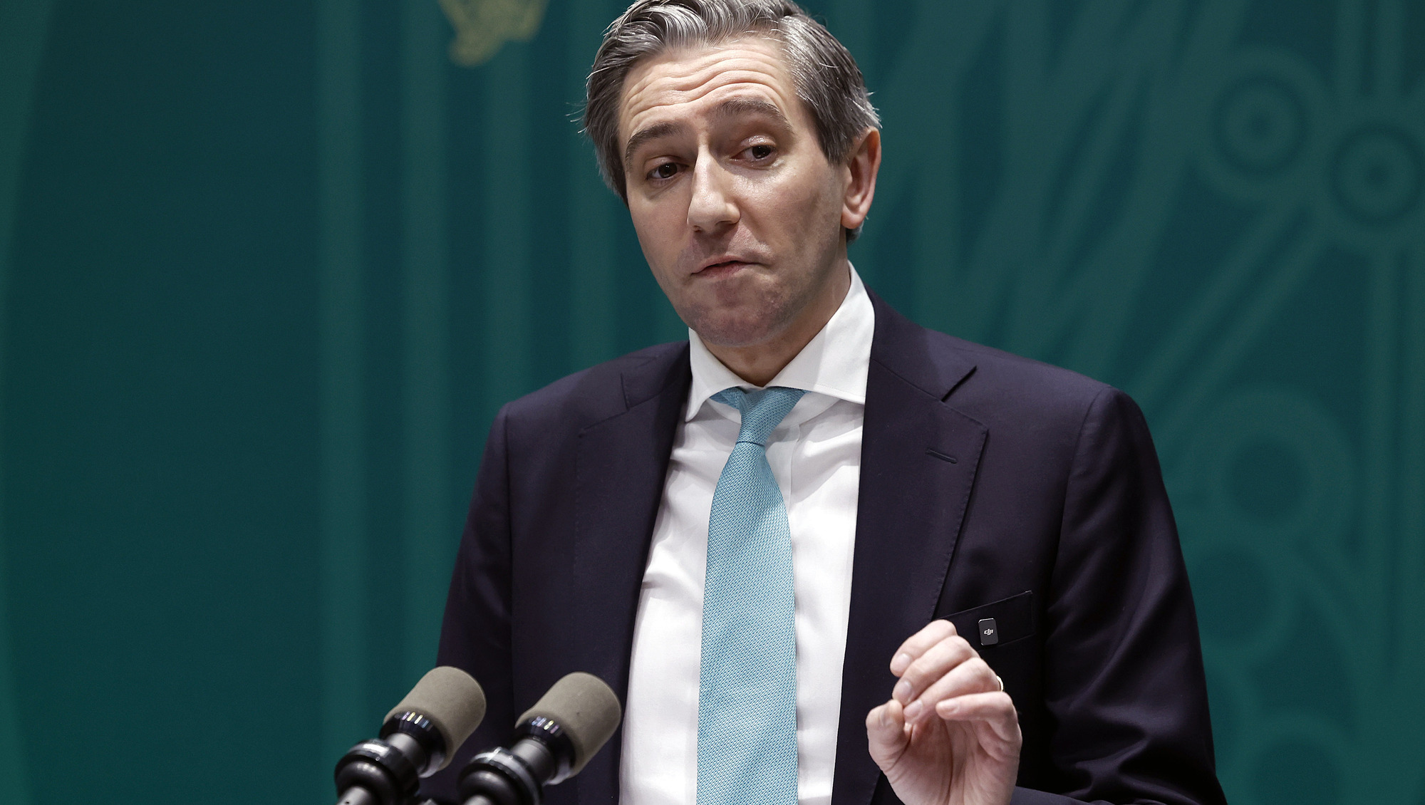 Tánaiste Simon Harris said the signing ceremony for the board of peace 'could not be further removed from the original conversation' at the UN about the construction of a board to oversee peace in Gaza. Picture: Conor Ó Mearáin / Collins
