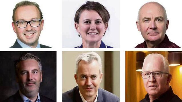 <p>New roles: (top row) Stephen Kent, Helen Dooley, Charles Kane; (bottom row) David Greene, Leo Casey, Declan Parker. </p>