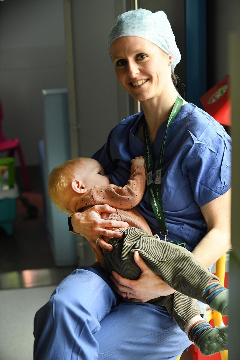  Eimear McGovern, a paediatric cardiologist at CHI Crumlin with her baby Senan. Photograph Moya Nolan