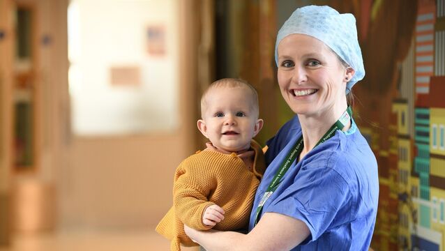 <p> Eimear McGovern, a paediatric cardiologist at CHI Crumlin with her baby Senan. </p>