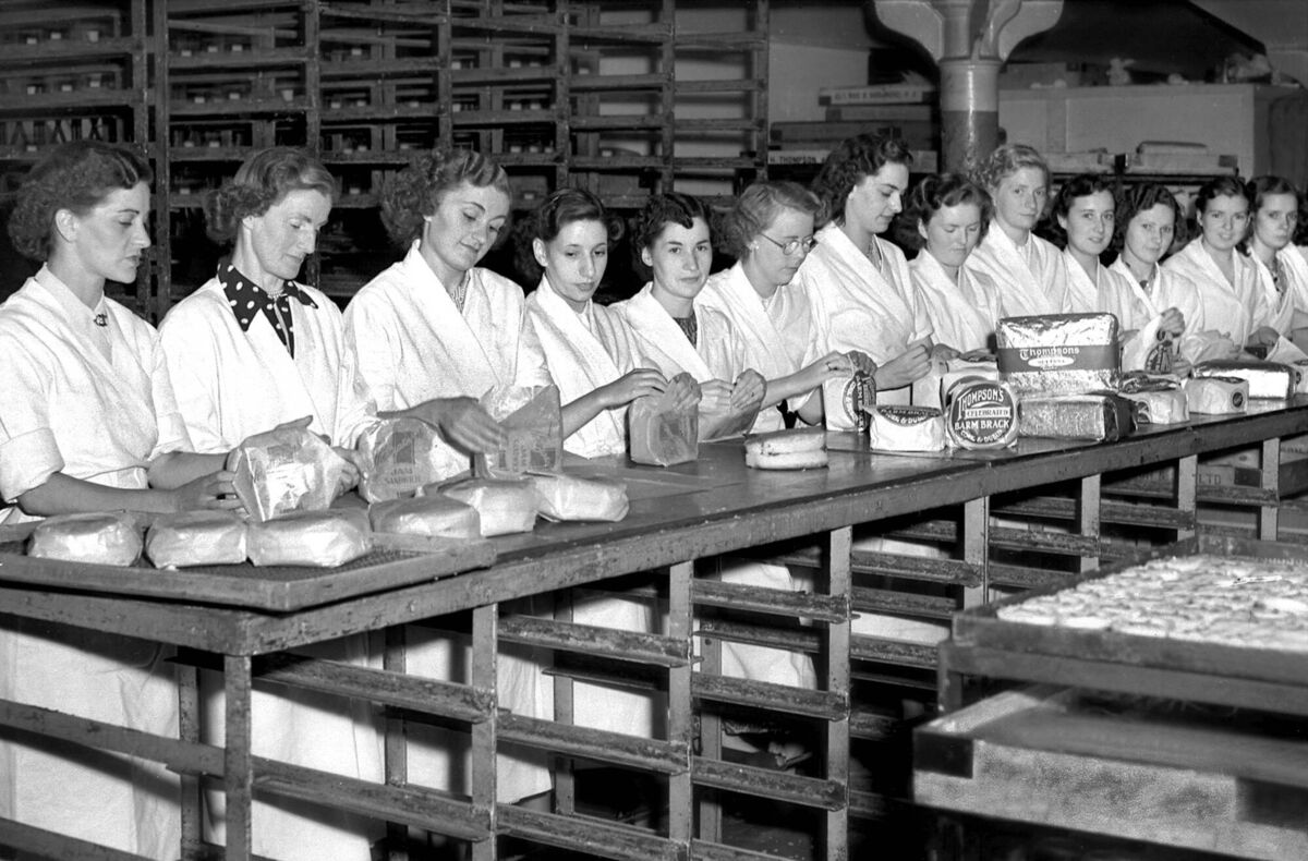Workers at the former bakery Workers at the former bakery