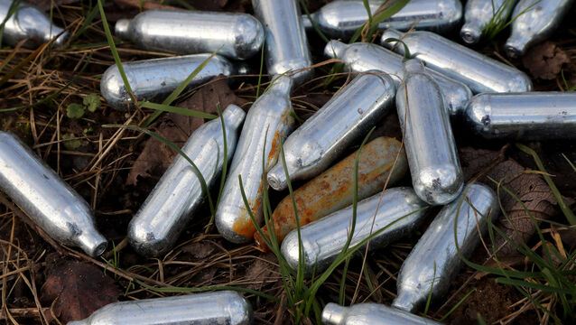 <p>Discarded silver-coloured canisters are a telltale sign that people have been ‘huffing’ nitrous oxide. However, volatile substance abuse (VSA) can involve a wide spectrum of substances including deodorant sprays. File Picture: PA</p>