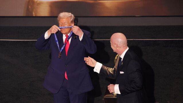 US President Donald Trump is presented with the inaugural FIFA Peace Prize award. Pic: Sam Corum/PA <p>US President Donald Trump is presented with the inaugural FIFA Peace Prize award. Pic: Sam Corum/PA</p>