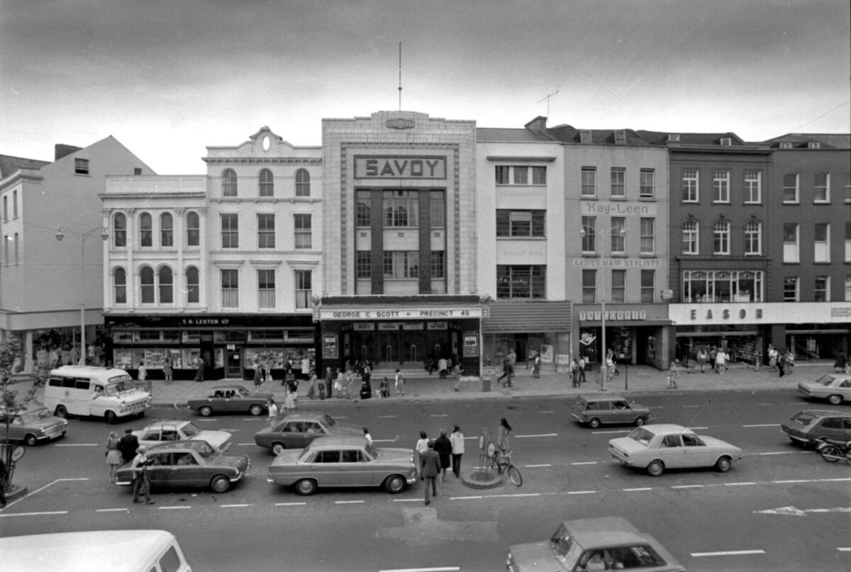 Exterior view of the Savoy Cinema in 1973. 