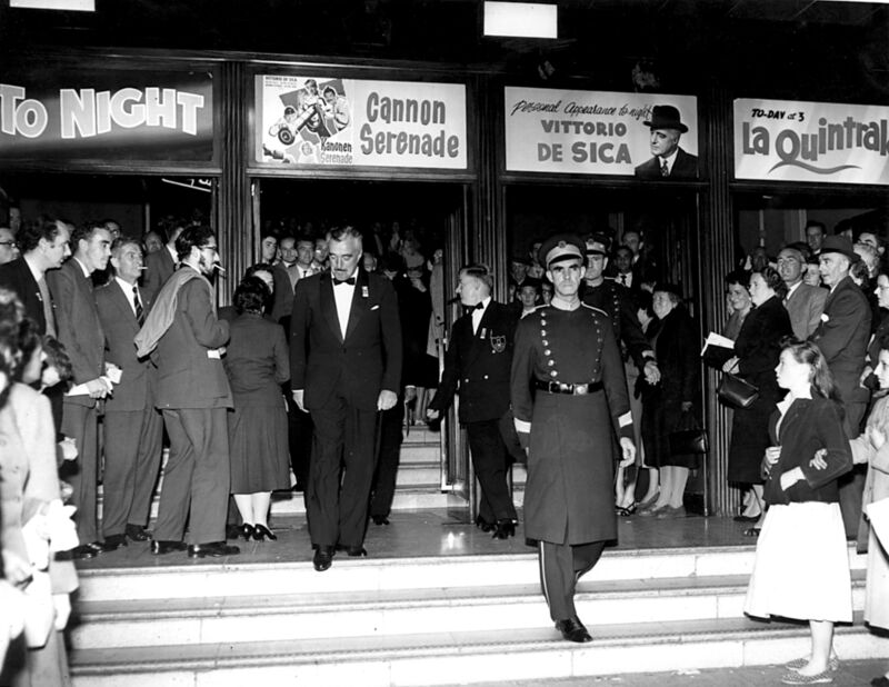 Vittorio de Sica Italian director of 'Bicycle Thieves' leaving the Savoy Cinema Cork. Supplied through Cork Film Festival.