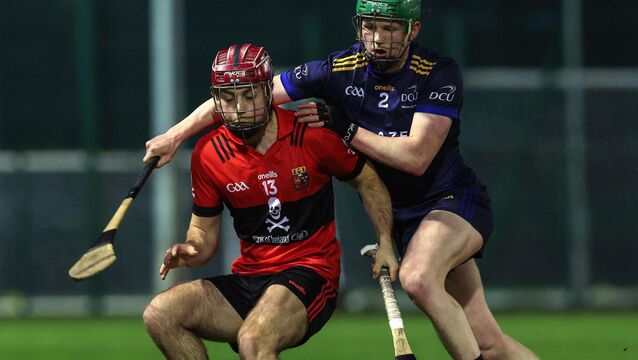 <p>UCC’s William Buckley and Ivan Bolger of DCU. Pic: INPHO/Lorraine O’Sullivan</p>