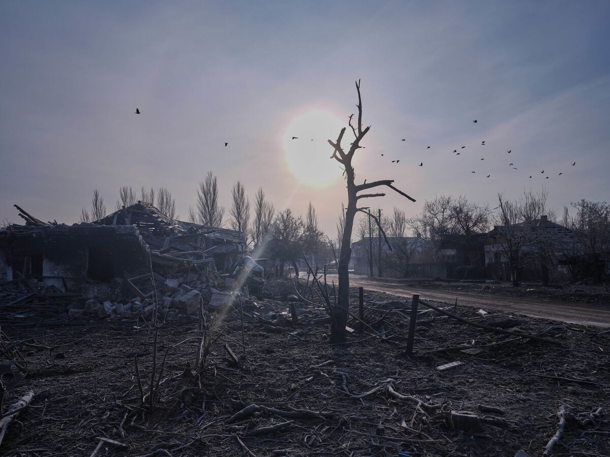 In this photo provided by Ukraine's 93rd Kholodnyi Yar Separate Mechanized Brigade press service, craters and ruined houses are seen near the frontline in the Druzhkivka direction, Donetsk region, Ukraine, Wednesday, Jan. 21, 2026. (Iryna Rybakova/Ukraine's 93rd Mechanized Brigade via AP)