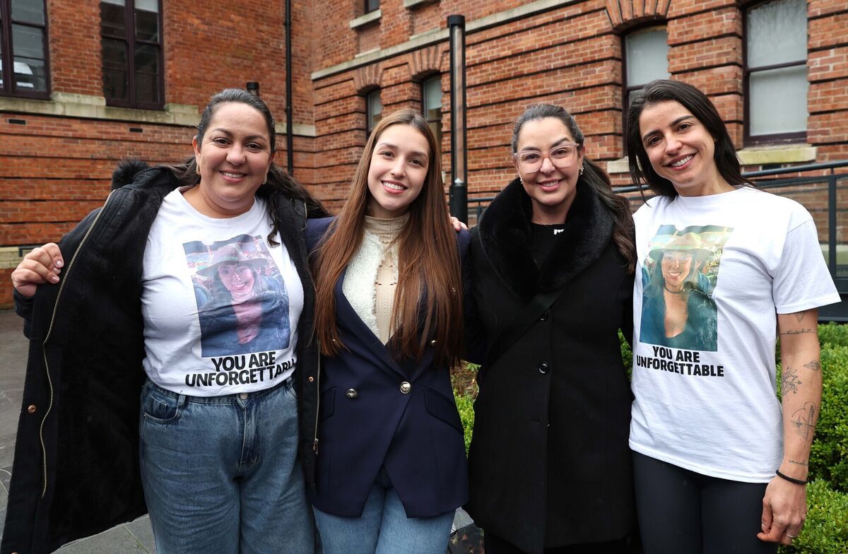 (Left to right) Bruna Fonseca's sister Fernanda, niece Maria, sister Izabel, and cousin Marcella after the sentencing hearing of Miller Pacheco, at Cork Courthouse, Anglesea Street, Cork. Picture: Jim Coughlan (Left to right) Bruna Fonseca's sister Fernanda, niece Maria, sister Izabel, and cousin Marcella after the sentencing hearing of Miller Pacheco, at Cork Courthouse, Anglesea Street, Cork. Picture: Jim Coughlan