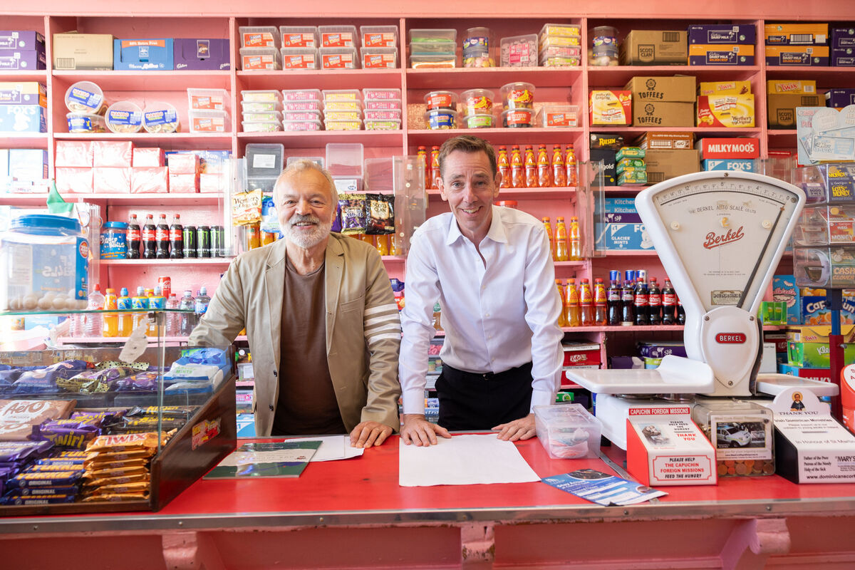 Ryan Tubridy and Graham Norton at Evans of Bantry before going onstage for the final event of the 2025 West Cork Literary Festival. Picture: Darragh Kane