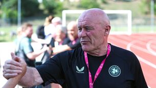 <p>Republic of Ireland head coach Dave Connell after the UEFA Women's Under-19 European Championships Group B match between Republic of Ireland and Germany at Jonava City Stadium in Jonava, Lithuania. Photo by Evaldas Semiotas/Sportsfile</p>