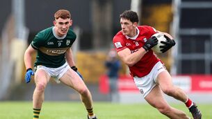 <p>DRIVING ON: Cork's powerhouse midfielder Colm O'Callaghan drives past Kerry's Cillian Trant in last Saturday's McGrath Cup final, the Rebels' first competitive win in Killarney since 1995. Pic: Michael P Ryan/Sportsfile</p>