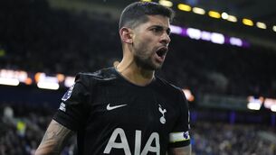 <p>WHERE ART THOU ROMERO: Tottenham’s Cristian Romero celebrates his late equaliser (PA)</p>