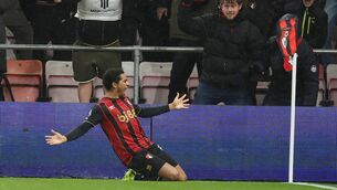 <p>CHERRIES ON TOP: Bournemouth's Amine Adli celebrates after scoring the winner. Pic: AP Photo/Ian Walton.</p> <p>CHERRIES ON TOP: Bournemouth's Amine Adli celebrates after scoring the winner. Pic: AP Photo/Ian Walton.</p>