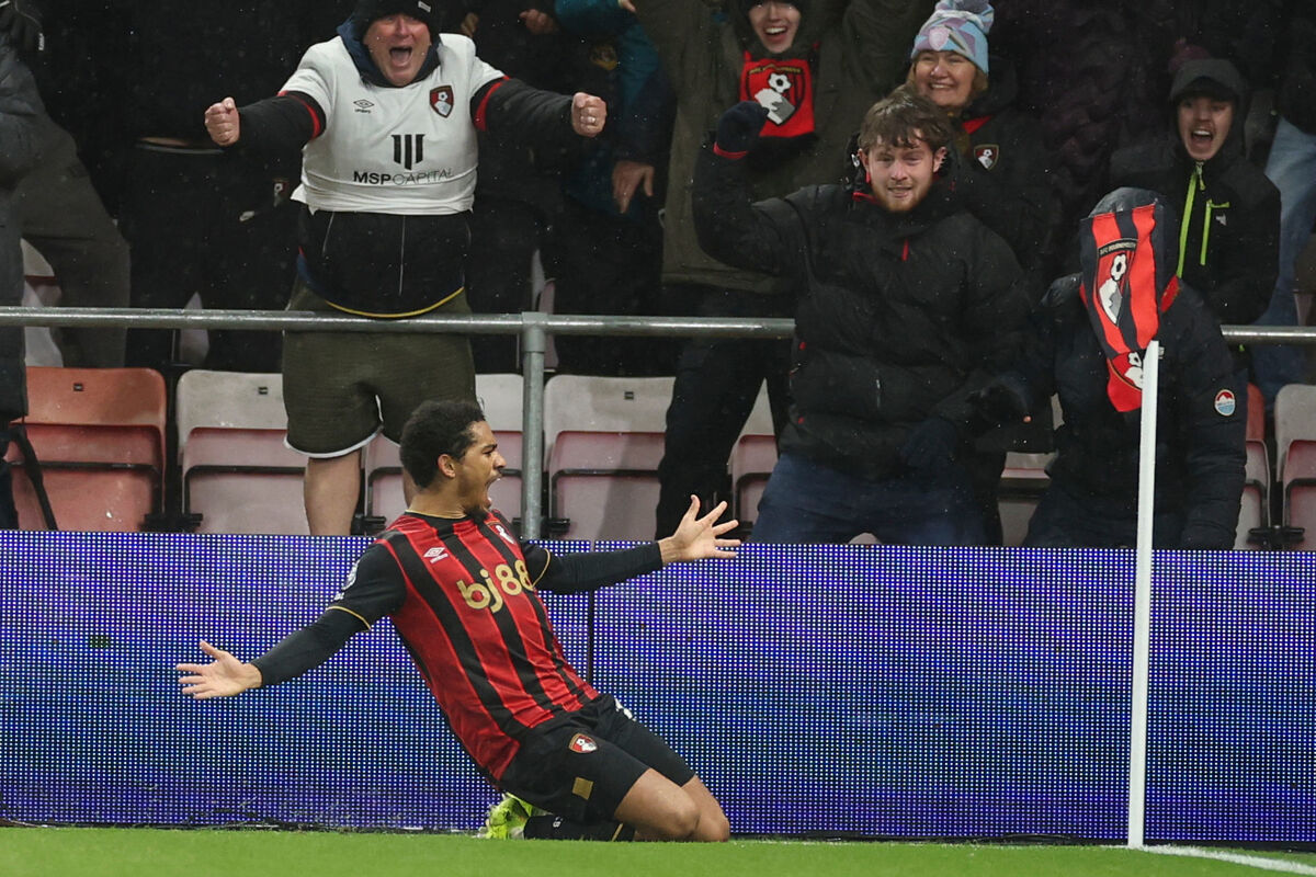 Bournemouth's Amine Adli celebrates the winner. Pic: Ian Walton/AP Bournemouth's Amine Adli celebrates the winner. Pic: Ian Walton/AP