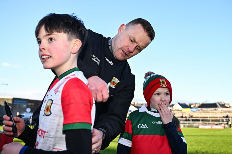 Mayo manager Andy Moran signs autographs after his side's victory in the Allianz Football League Division 1 match between Galway and Mayo at Pearse Stadium in Galway. Photo by Sam Barnes/Sportsfile Mayo manager Andy Moran signs autographs after his side's victory in the Allianz Football League Division 1 match between Galway and Mayo at Pearse Stadium in Galway. Photo by Sam Barnes/Sportsfile