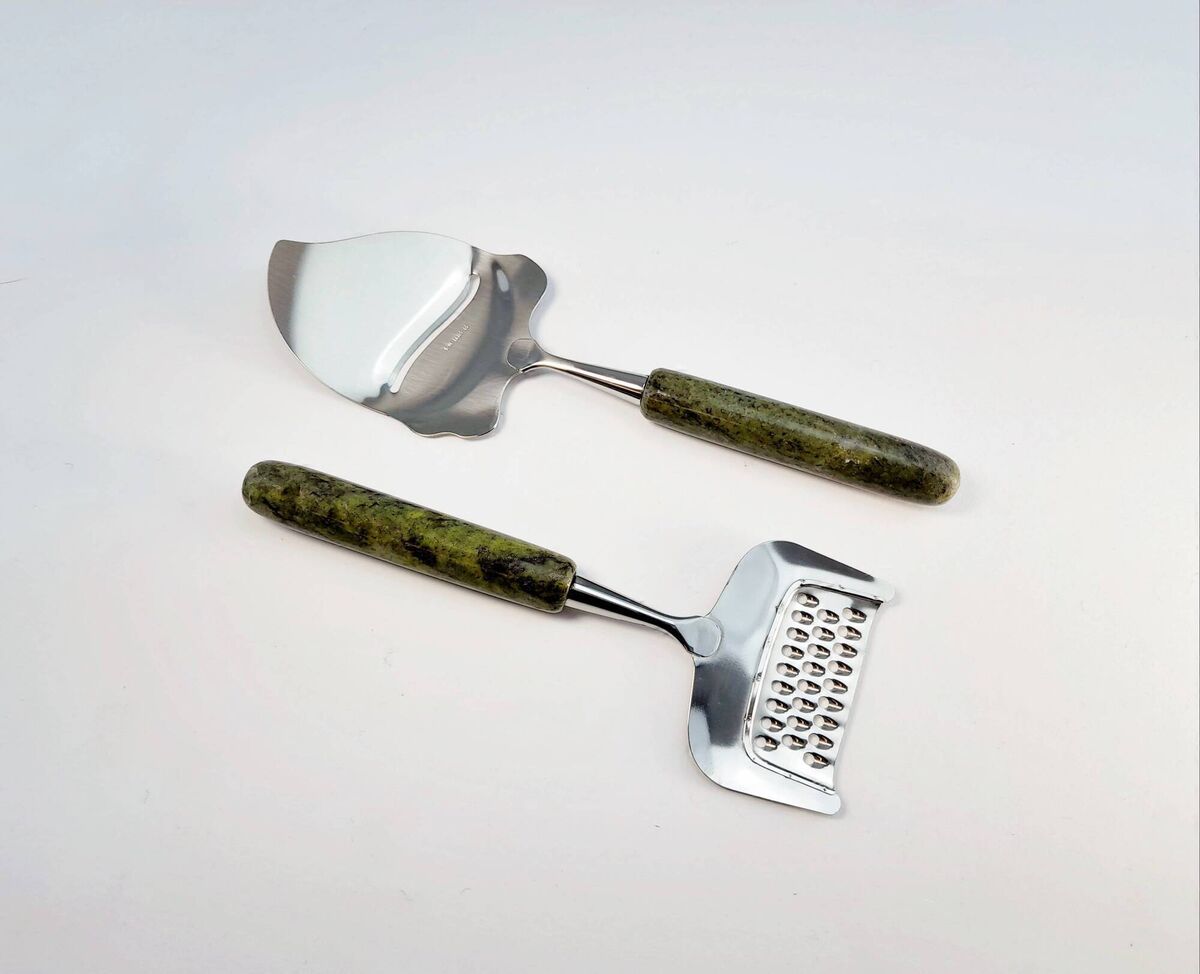 Connemara Marble cheese knife and slicer set.